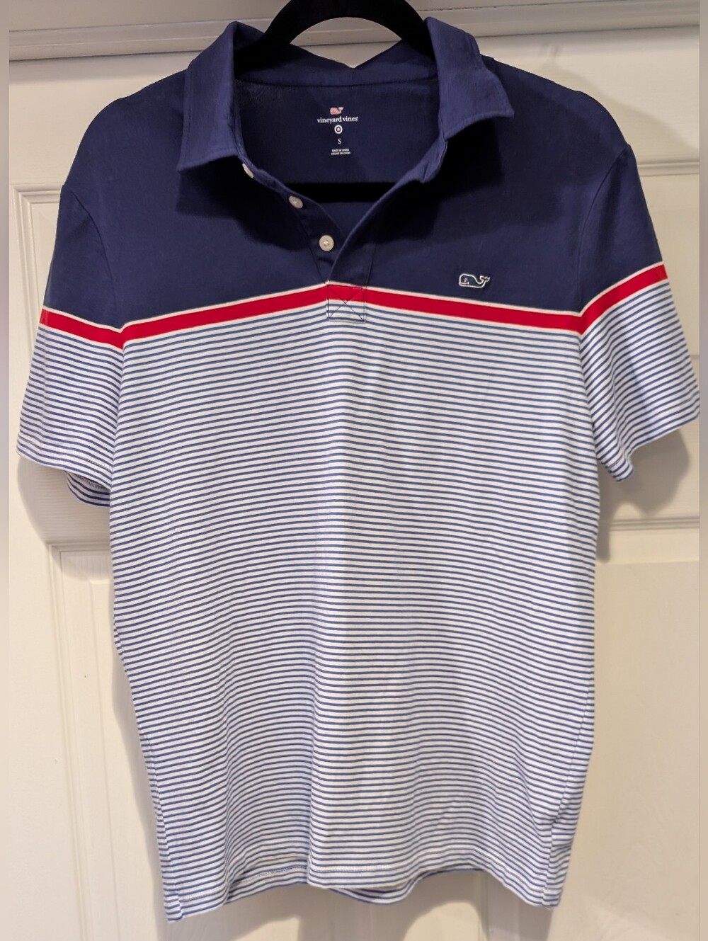 Vineyard Vines Men's Red White & Blue Short Sleeve Cotton Blend Polo Shirt cthny